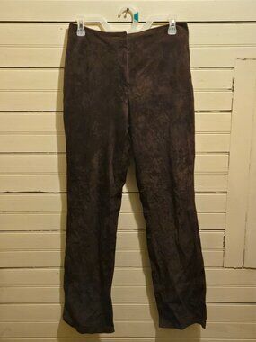 WilliSmith Pants Womens 6 Brown Leather Lined Straight Leg Soft Suede Vintage